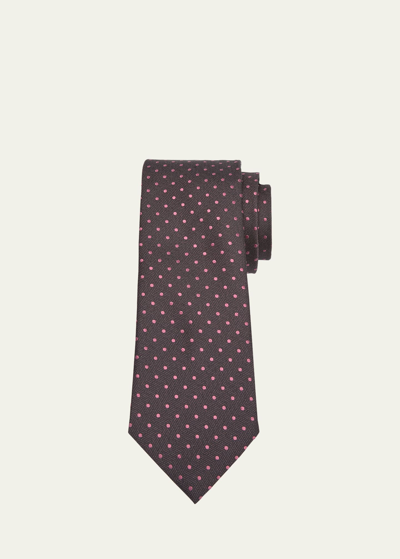 Shop Tom Ford Men's Mulberry Silk Micro-polka Dot Tie In Blush
