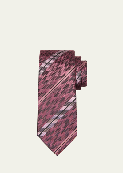 Shop Tom Ford Men's Mulberry Silk Stripe Tie In Blush