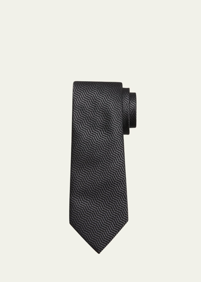 Shop Tom Ford Men's Mulberry Silk Tonal Jacquard Tie In Dark Grey