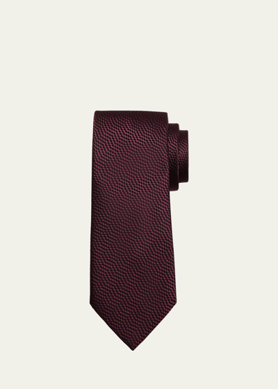 Shop Tom Ford Men's Mulberry Silk Tonal Jacquard Tie In Burgundy