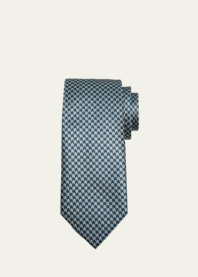 Shop Tom Ford Men's Mulberry Silk Micro-houndstooth Tie In Navy Multicolor