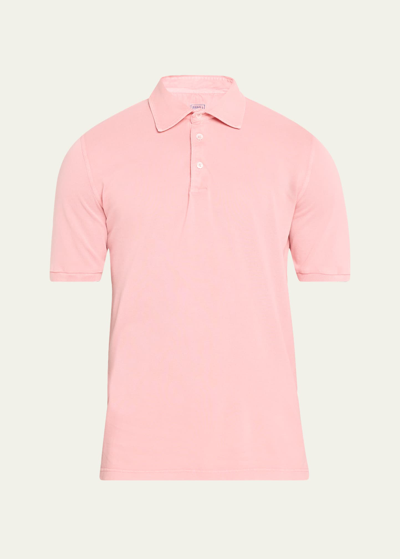 Shop Fedeli Men's Cotton Pique Polo Shirt In Pink