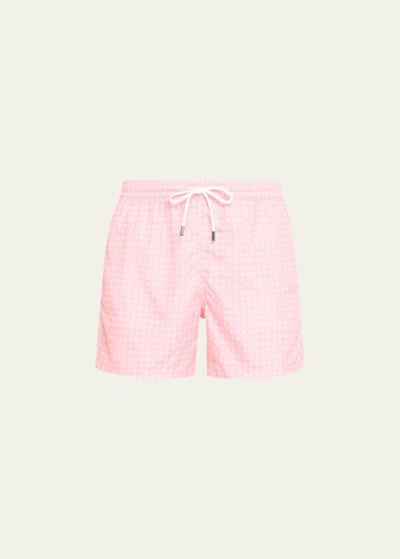 Shop Fedeli Men's Floral-print Swim Trunks In Pink
