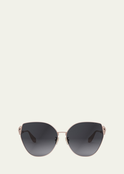 Shop Bvlgari Serpenti Butterfly Sunglasses In Rose Gold