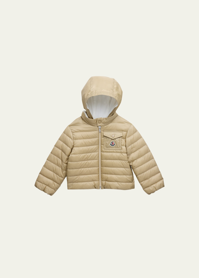 Shop Moncler Boy's Baigal Hooded Puffer Jacket In 20j - Beige