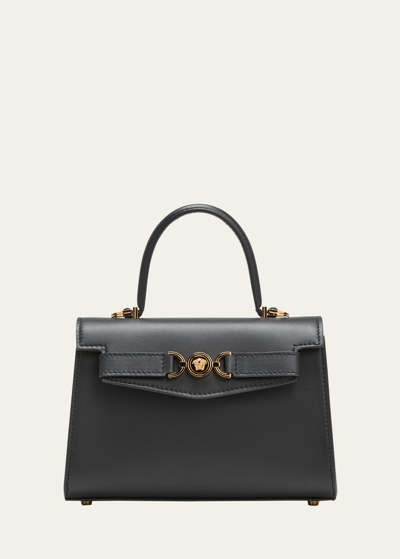 Shop Versace La Medusa 95 Small Leather Top-handle Bag In 1e98v Pearl Grey-