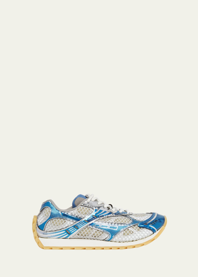 Shop Bottega Veneta Orbit Metallic Net Runner Sneakers In Surf Vapor