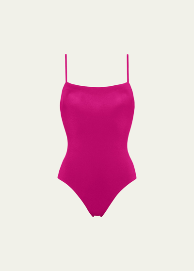 Shop Eres Aquarelle One-piece Swimsuit With Thin Straps In Smile
