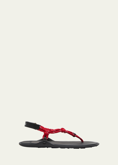 Shop Miu Miu Sporty Rope Thong Slingback Sandals In Rosso