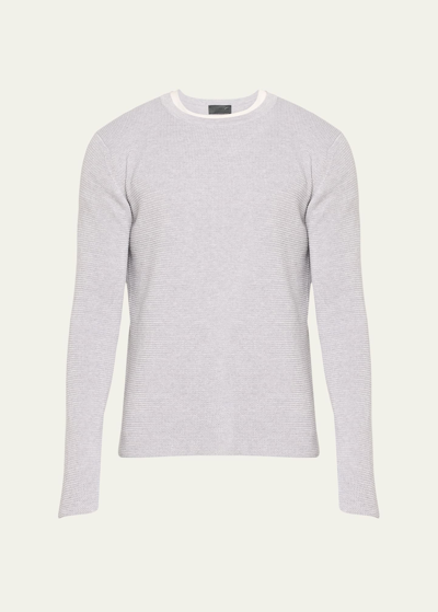 Shop Iris Von Arnim Men's Primo Cotton Knit Long-sleeve T-shirt In Silver
