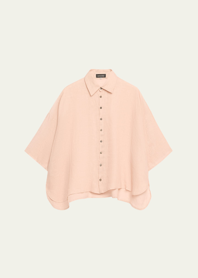 Shop Eskandar Wide A-line Collar Shirt (mid Length) In Silvertint