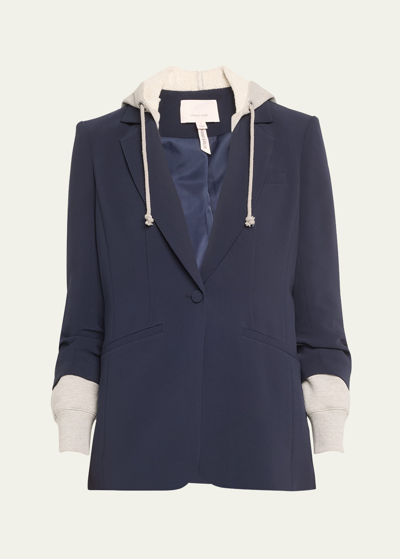 Shop Cinq À Sept Hooded Khloe Jacket In Navyheather Grey