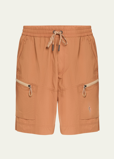Moncler Logo-patch Shorts In Brown