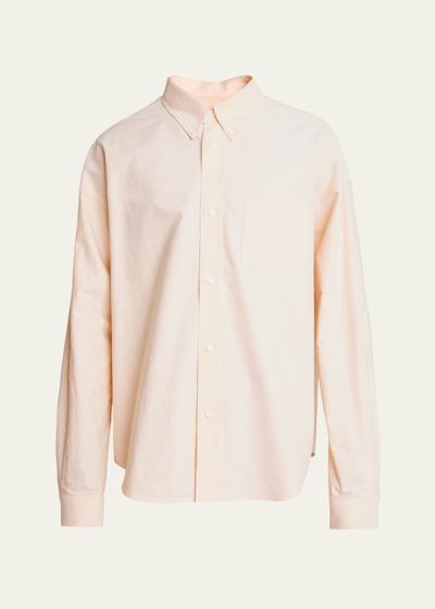 Shop Givenchy Men's Oxford Loose-fit Sport Shirt In Powder