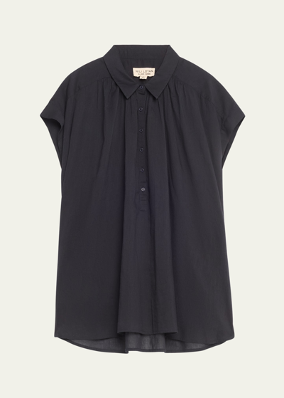 Shop Nili Lotan Normandy Cotton Voile Blouse In Midnight