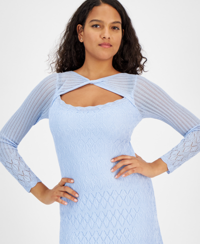 Shop Guess Women's Kellie Pointelle-knit Sweater Dress In Arctic Sky