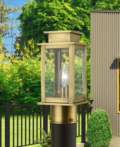 Livex Princeton 1 Light Outdoor Mini Post Top Lantern In Antique Brass
