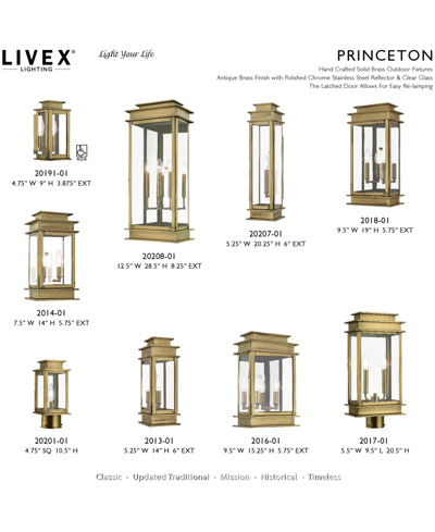 Livex Princeton 1 Light Outdoor Mini Post Top Lantern In Antique Brass