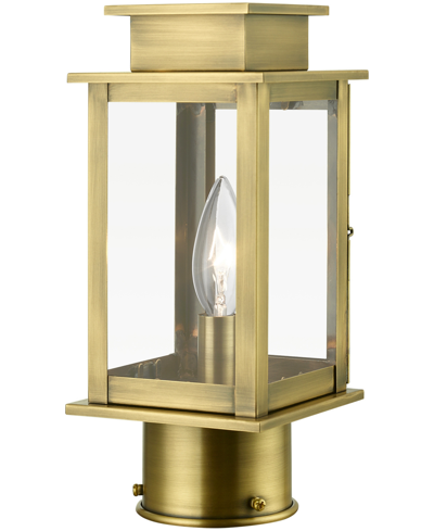 Livex Princeton 1 Light Outdoor Mini Post Top Lantern In Antique Brass