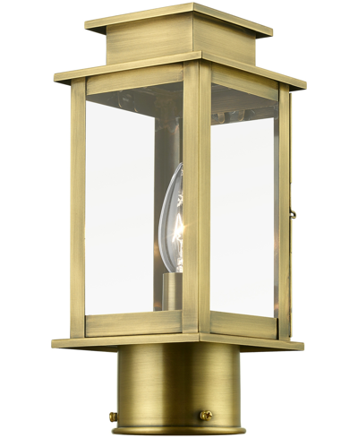 Livex Princeton 1 Light Outdoor Mini Post Top Lantern In Antique Brass