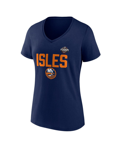 Fanatics Branded  Navy New York Islanders 2024 Nhl Stadium Series Logo V-neck T-shirt In Navy