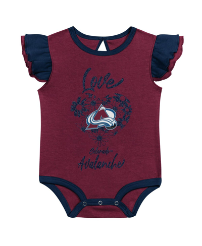 Shop Outerstuff Baby Girls Burgundy, Navy Colorado Avalanche Two-pack Training Bodysuit Set In Burgundy,navy