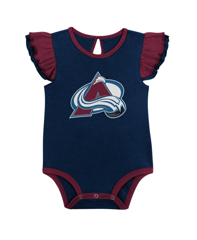 Shop Outerstuff Baby Girls Burgundy, Navy Colorado Avalanche Two-pack Training Bodysuit Set In Burgundy,navy