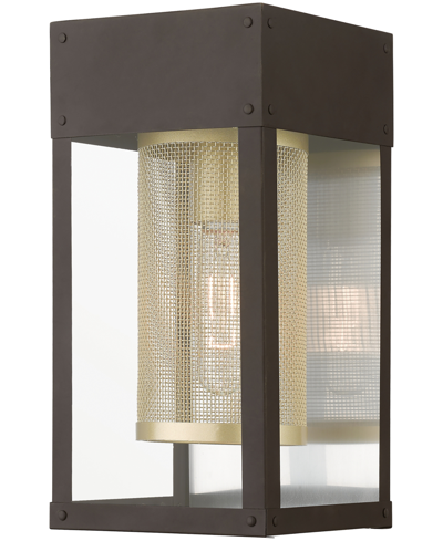 Shop Livex Franklin 1 Light Outdoor Wall Lantern In Bronze With Soft Gold