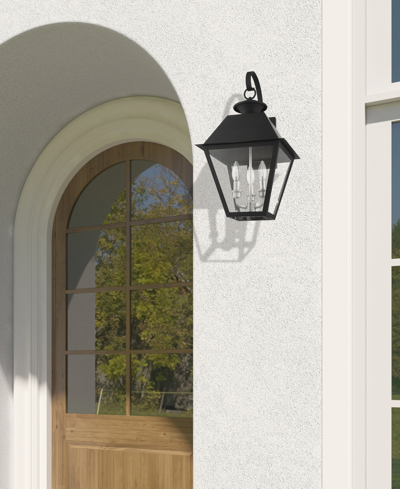 Shop Livex Wentworth 3 Light Outdoor Wall Lantern In Black With Brushed Nickel