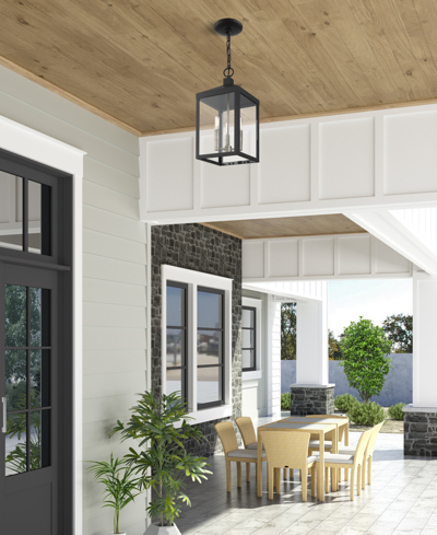 Livex Nyack 3 Light Outdoor Pendant Lantern In Black With Brushed