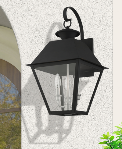 Shop Livex Wentworth 3 Light Outdoor Wall Lantern In Black With Brushed Nickel