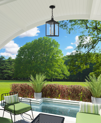 Livex Nyack 3 Light Outdoor Pendant Lantern In Black With Brushed