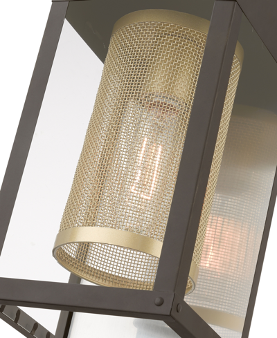Livex Franklin 1 Light Outdoor Wall Lantern In Bronze With Soft Gold