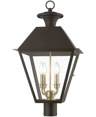 Shop Livex Wentworth 4 Light Outdoor Extra Large Post Top Lantern In Bronze With Antique Brass