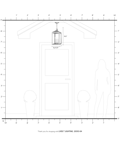 Livex Nyack 3 Light Outdoor Pendant Lantern In Black With Brushed