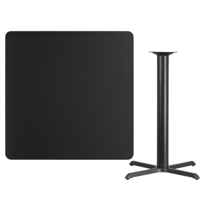 Shop Flash Furniture 42'' Square Black Laminate Table Top With 33'' X 33'' Bar Height Table Base