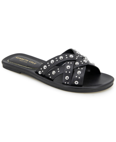 Shop Kenneth Cole New York Women's Jula Stud Slip On Flat Sandals In Black