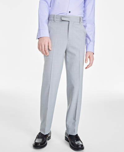 Shop Calvin Klein Big Boys Slim-fit Infinite Stretch Machine Washable Suit Pants In Silver