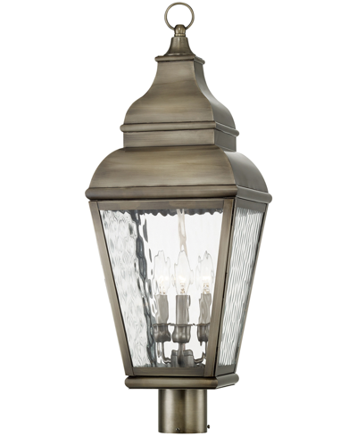 Livex Exeter 3 Light Outdoor Post Top Lantern In Vintage Pewter