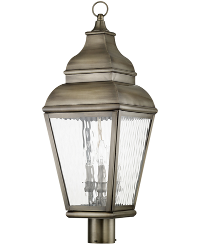 Livex Exeter 3 Light Outdoor Post Top Lantern In Vintage Pewter