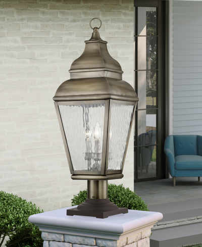 Livex Exeter 3 Light Outdoor Post Top Lantern In Vintage Pewter