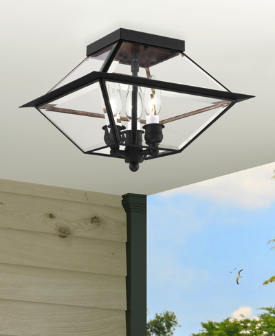 Shop Livex Westover 3 Light Outdoor Ceiling Mount In Black