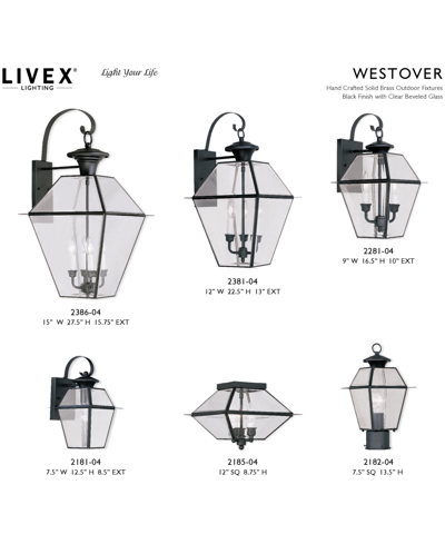 Shop Livex Westover 3 Light Outdoor Ceiling Mount In Black