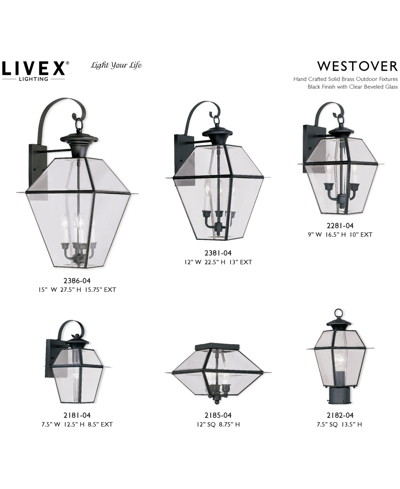 Livex Westover 3 Light Outdoor Ceiling Mount In Black