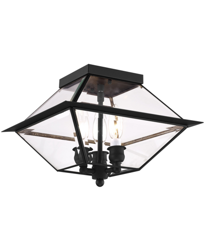 Livex Westover 3 Light Outdoor Ceiling Mount In Black