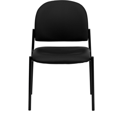 Shop Flash Furniture Comfort Black Vinyl Stackable Steel Side Reception Chair