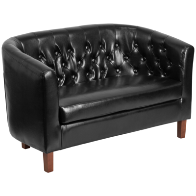 Shop Flash Furniture Hercules Colindale Series Black Leather Tufted Loveseat