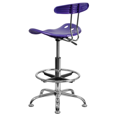 Shop Flash Furniture Vibrant Violet And Chrome Drafting Stool With Tractor Seat In Purple