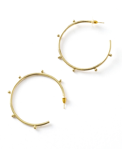 Shop Matr Boomie Bhavani Gold Dot Hoop Earrings In Brass