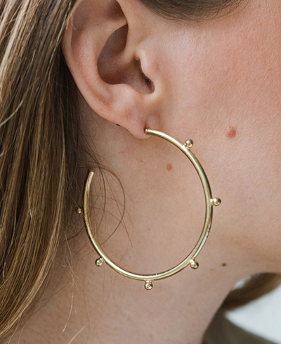 Shop Matr Boomie Bhavani Gold Dot Hoop Earrings In Brass